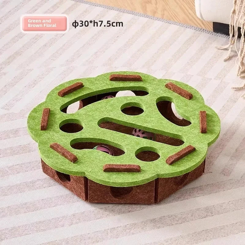 Katzen-Puzzle-Box aus Filz – Interaktives Spielzeug mit Ball & Kratzbrett