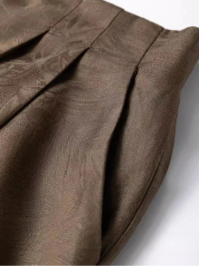 CHEVVAL Seiden-Jacquard-Weithose Damen · Women's 100% Mulberry Silk Jacquard Wide-Leg Pants