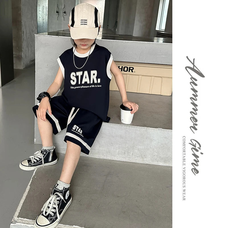 Jungen 2-teiliges Set – Basketball-Trikot & Shorts, Sommer