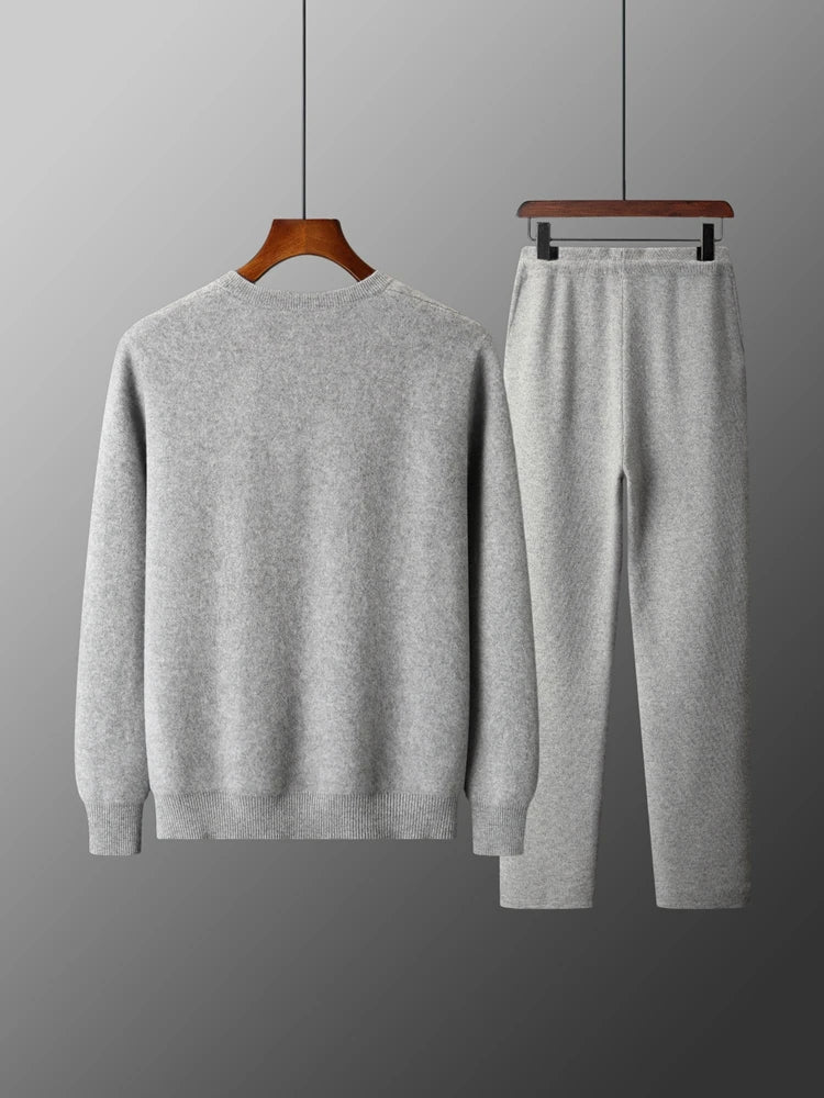 CHEVVAL Merino-Set Herren · Men's 100% Merino Wool Cardigan Jacket & Straight-Leg Pants 2-Piece