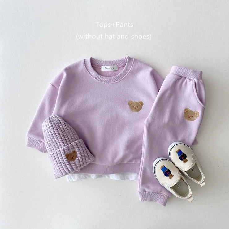 Baby & Kleinkind 2-teiliges Set – Bär-Sweatshirt & Hose, Herbst
