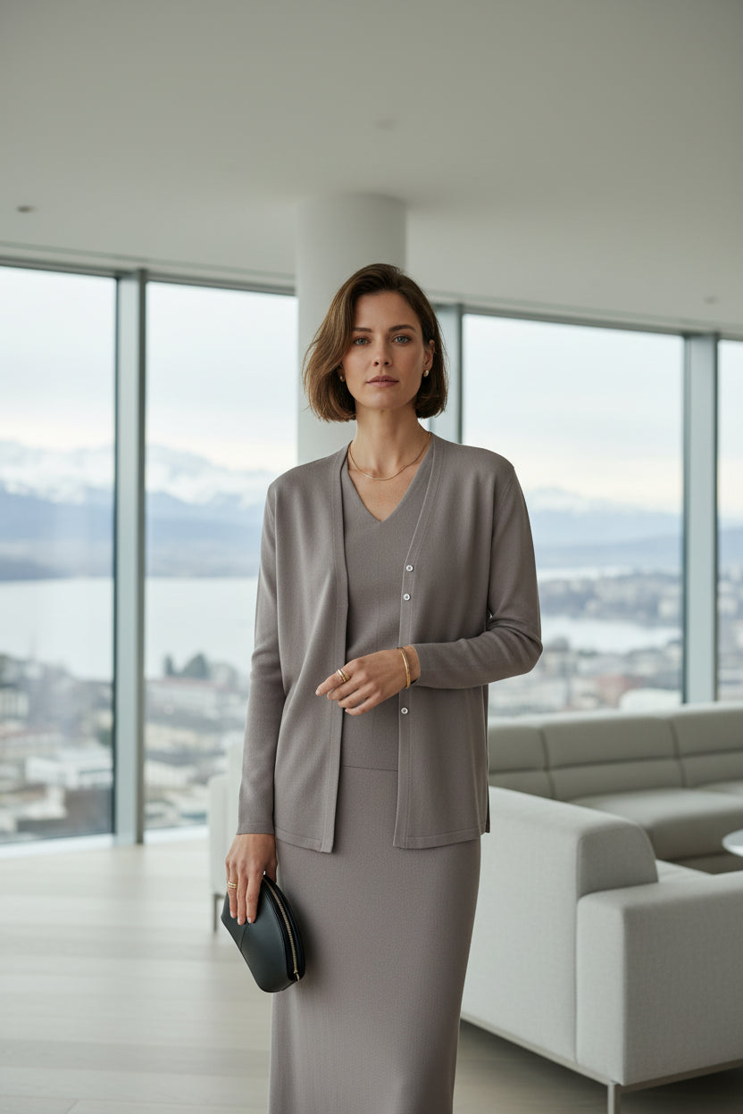 Damen Kaschmir-Set — 100% Pure Cashmere | Cardigan, Weste, Rock & 3-Piece | M–XL