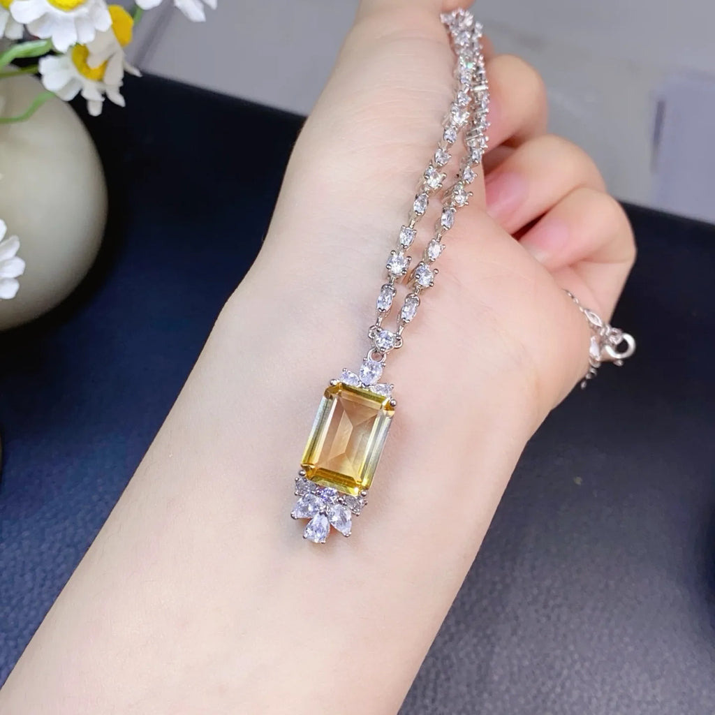 Citrin Edelstein Kette · 925 Silber | Citrine Gemstone Necklace · 925 Silver
