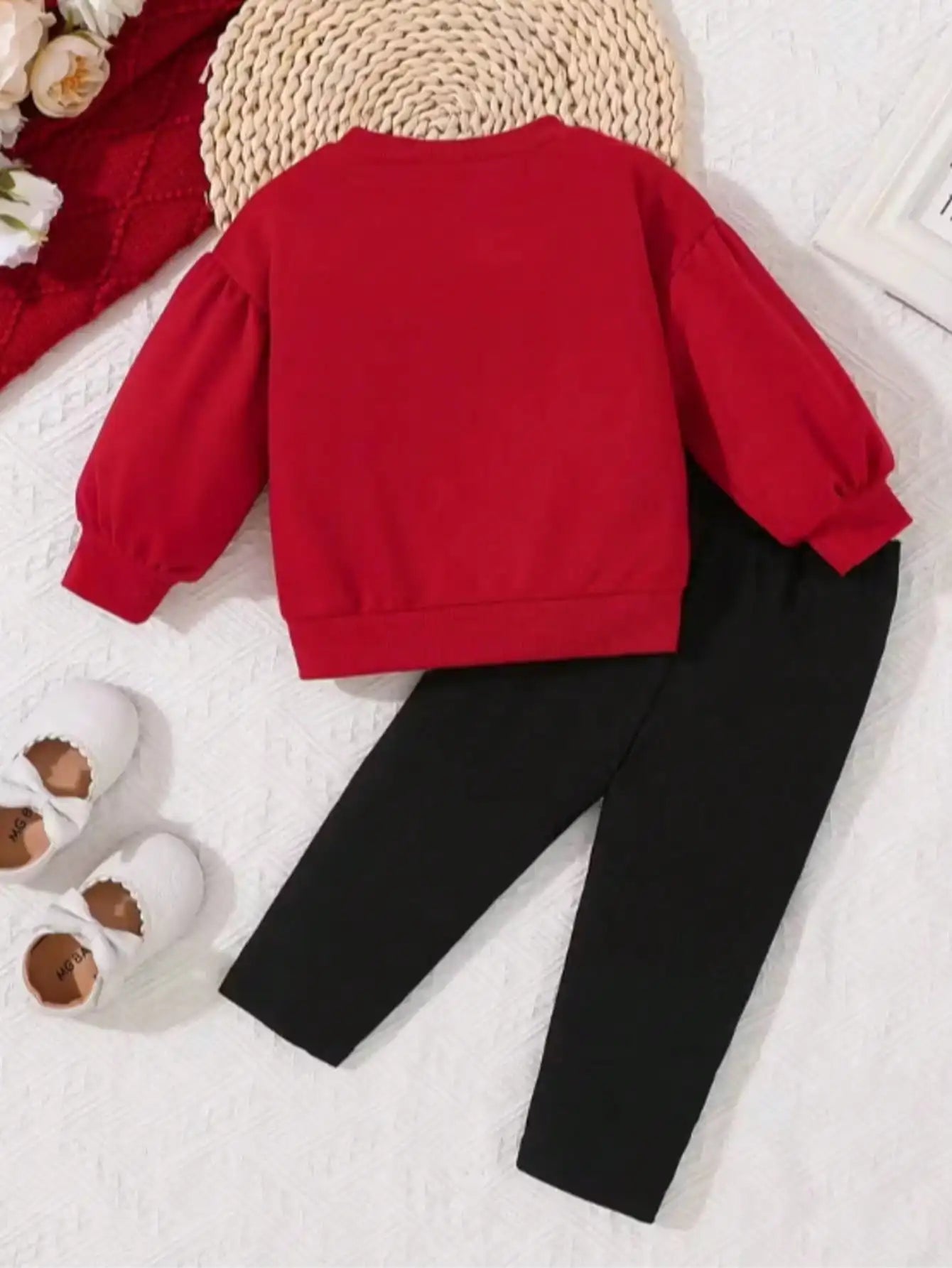 Mädchen 2-teiliges Set – Kapuzenpullover mit Schleife & Hose, Herbst/Winter