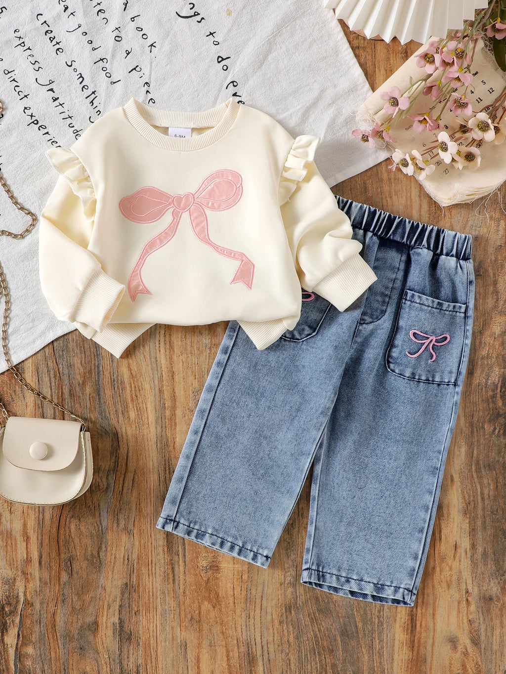 Mädchen 2-teiliges Set – Langarm-Pullover & Jeanshose, Herbst/Winter