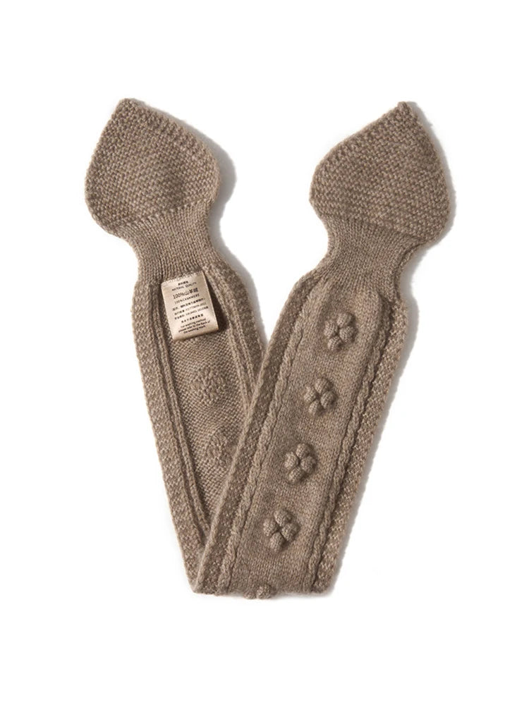 Damen Mini-Schal – 100% Kaschmir, Schleife & Schlupfdesign, Halswärmer