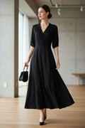 Seiden-Maxikleid aus 100% Maulbeerseide · Crepe · V-Ausschnitt | 100% Mulberry Silk Maxi Dress · Crepe · V-Neck