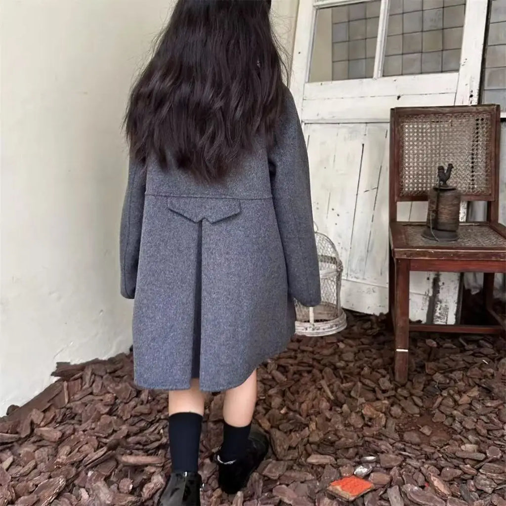 Mädchen Wollmantel – Korean Style, doppelseitig, Frühling & Herbst