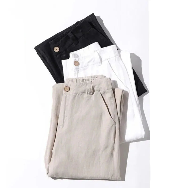 CHEVVAL Baumwoll-Leinen-Weithose Damen · Women's Cotton-Linen High-Waist Wide-Leg Pants