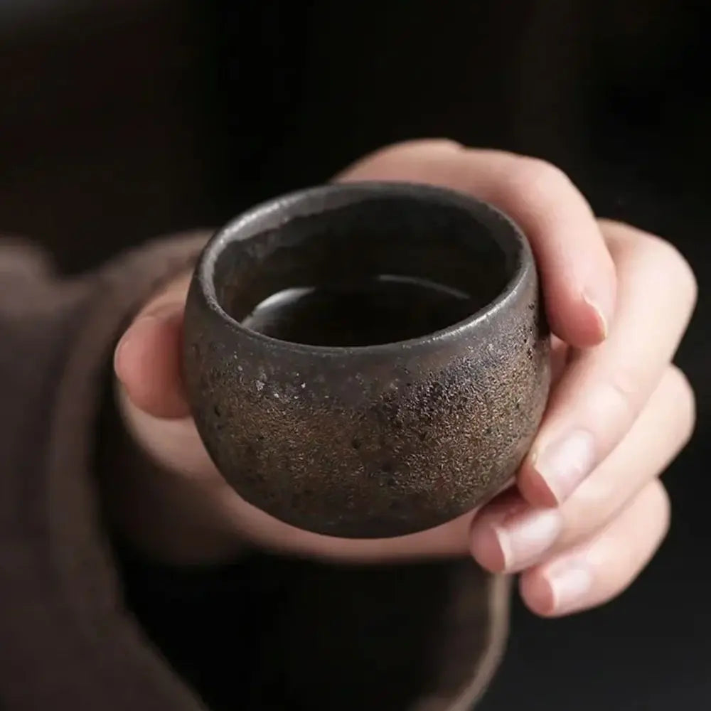 Handmade Japanese Stoneware Tea Cup – Kung Fu Retro Style