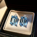 Lumière Bleue — Topas-Ohrringe im Emerald-Cut | 925 Sterling Silber Stud Earrings