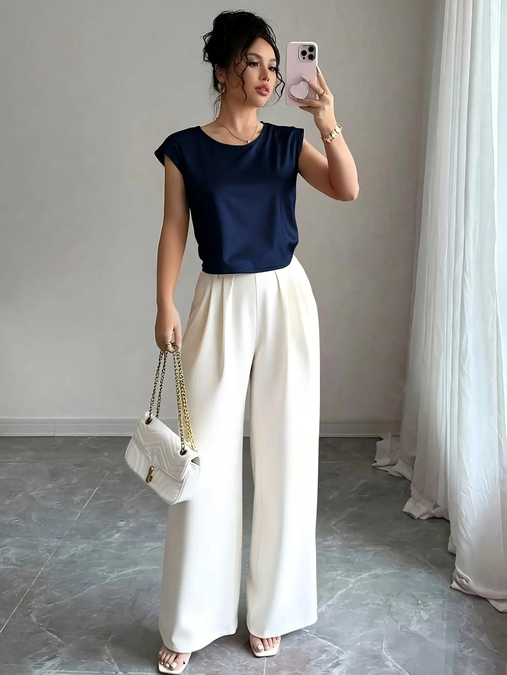 Silk Vest & Wide-Leg Pants Set — Elegantes Zweiteiler-Set