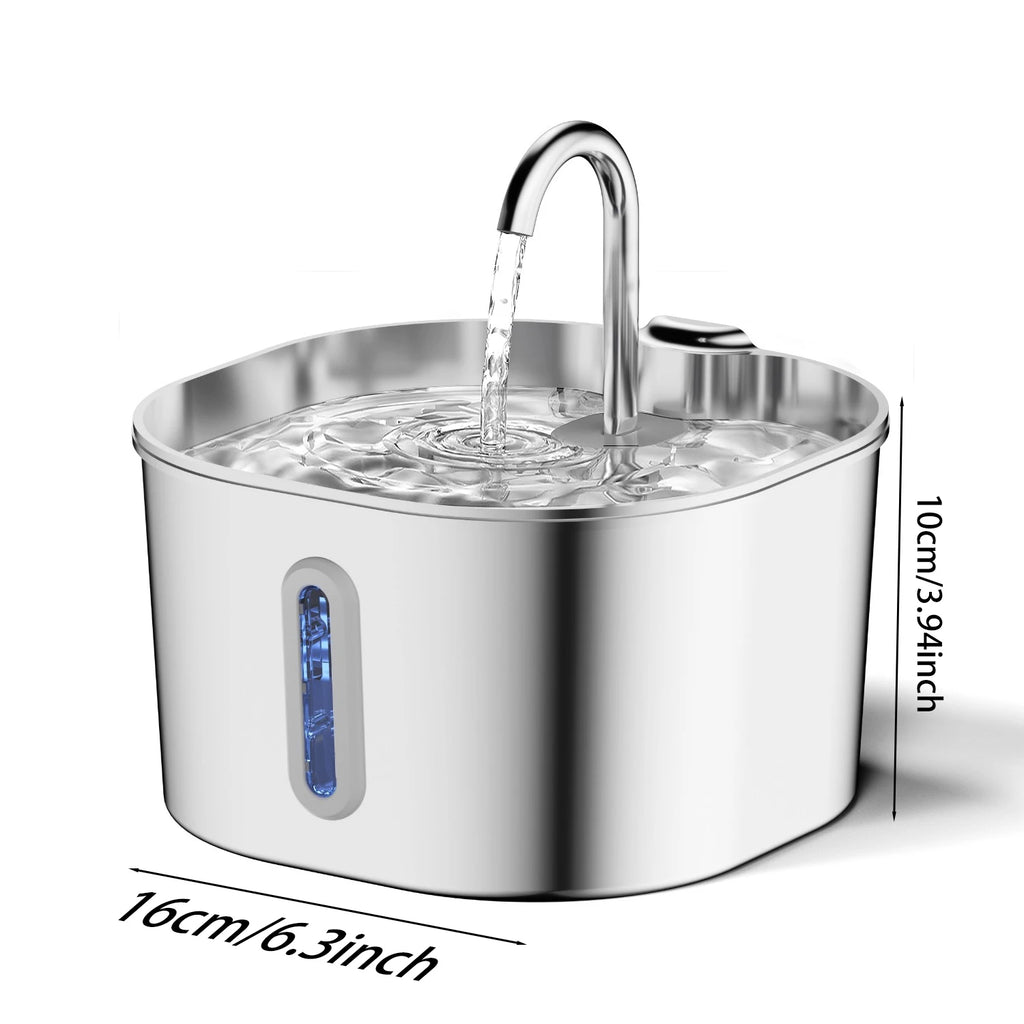 Automatischer Katzenwasserspender 2,2L – Edelstahl, Eckig, Mit Sensor & Filter