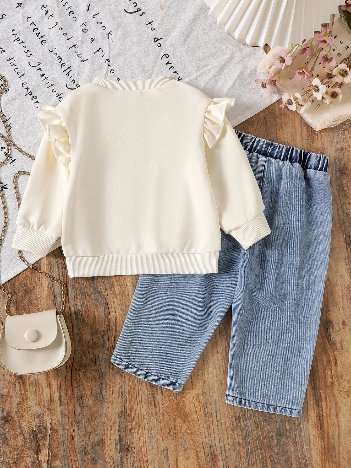 Mädchen 2-teiliges Set – Langarm-Pullover & Jeanshose, Herbst/Winter