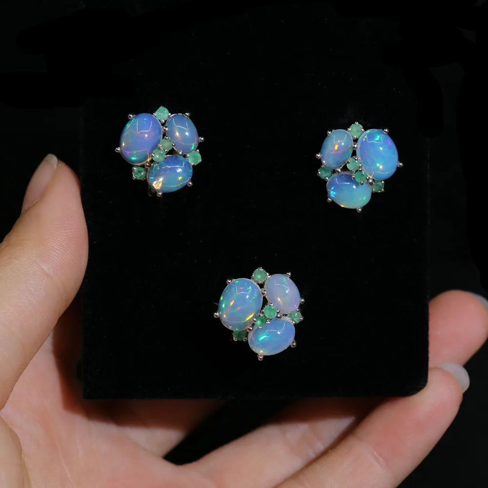 Opal & Smaragd Set · 925 Silber | Opal & Emerald Set · 925 Silver