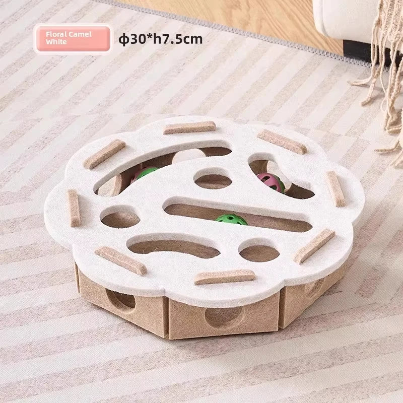 Katzen-Puzzle-Box aus Filz – Interaktives Spielzeug mit Ball & Kratzbrett