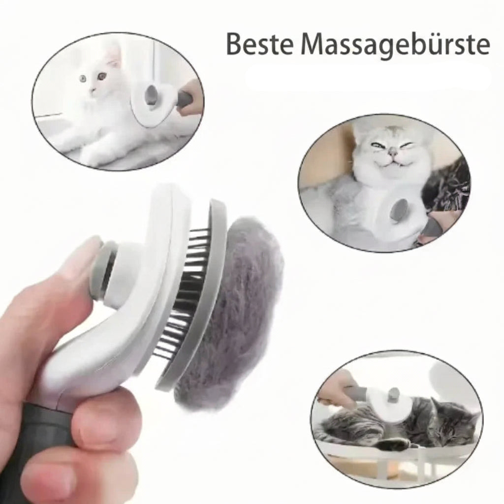Fellbürste mit Massagefunktion für Hunde & Katzen – Selbstreinigend