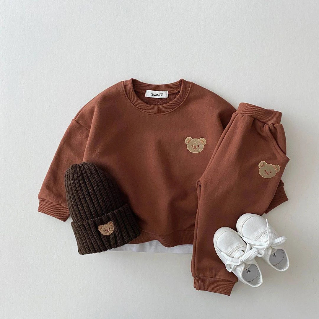 Baby & Kleinkind 2-teiliges Set – Bär-Sweatshirt & Hose, Herbst