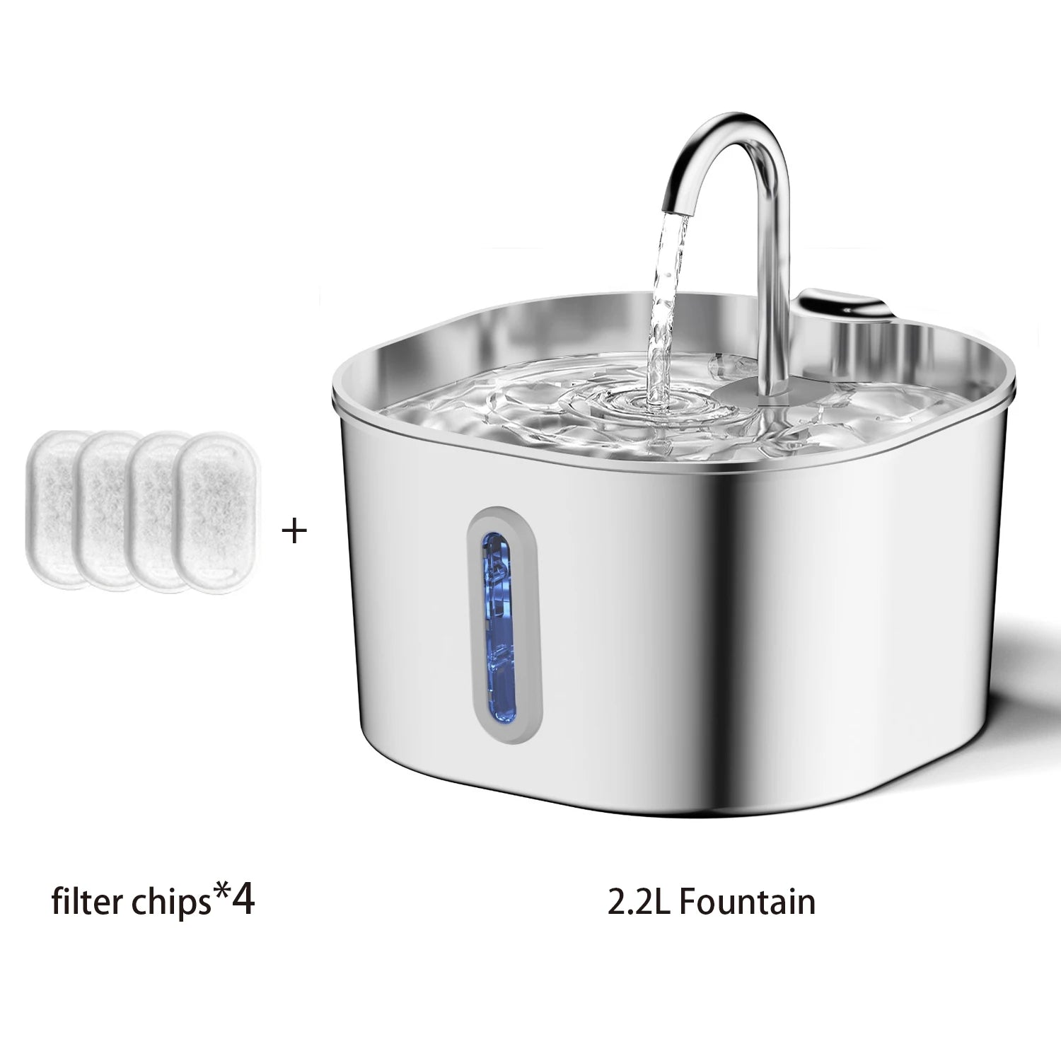 Automatischer Katzenwasserspender 2,2L – Edelstahl, Eckig, Mit Sensor & Filter