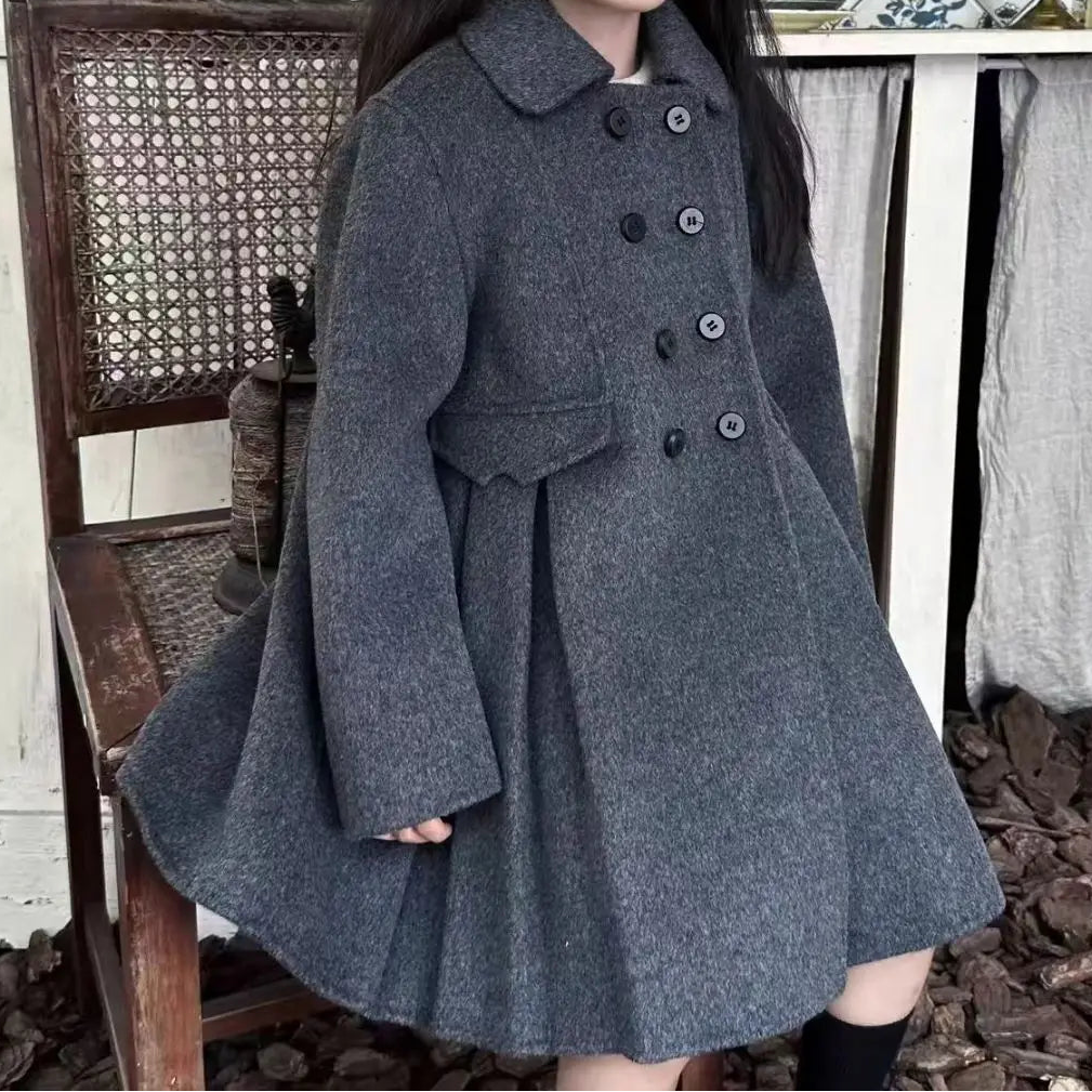 Mädchen Wollmantel – Korean Style, doppelseitig, Frühling & Herbst