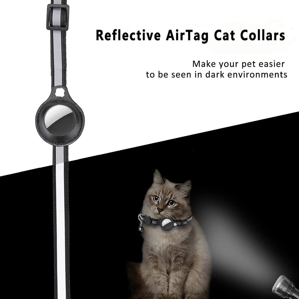 Katzenhalsband mit AirTag-Halter – Reflektierend, Sicherheitsverschluss, Glöckchen