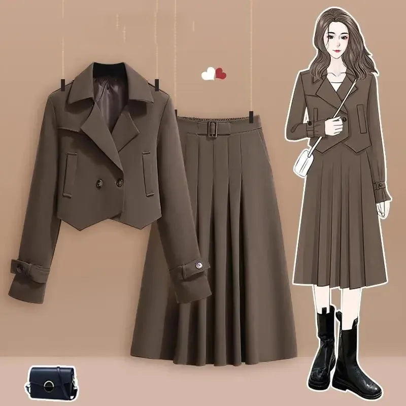 Damen 2-teiliges Set – Oberteil & Langer Rock, French Style, Herbst/Winter