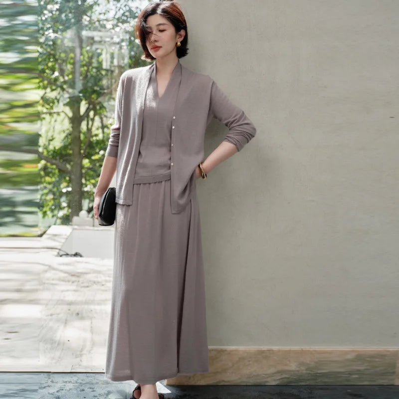 Damen Kaschmir-Set — 100% Pure Cashmere | Cardigan, Weste, Rock & 3-Piece | M–XL