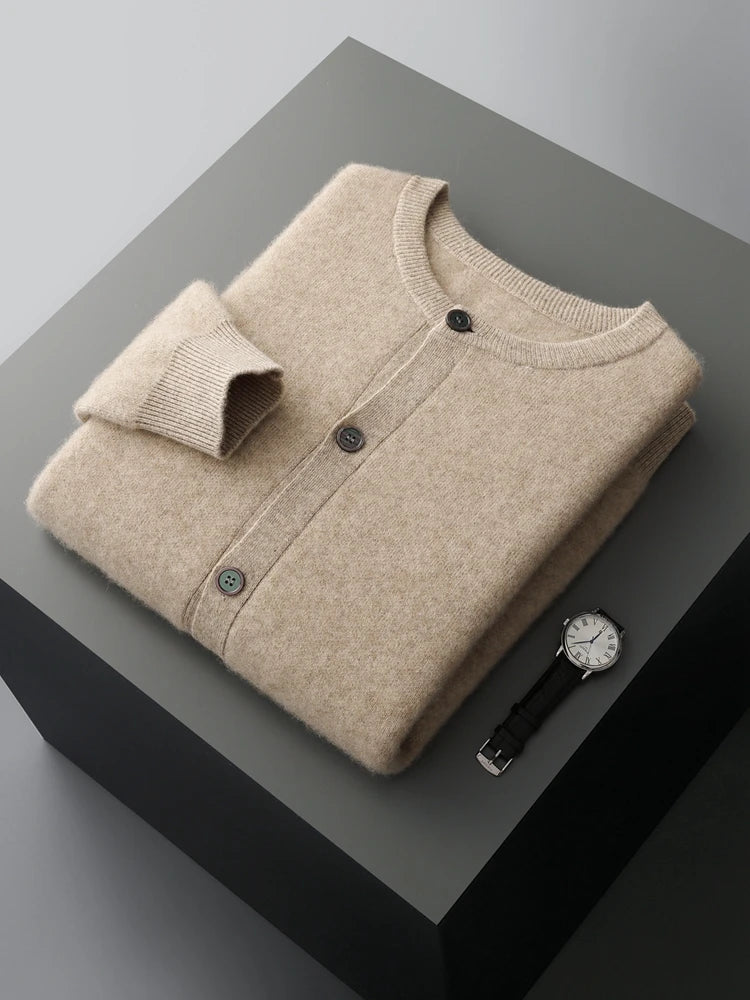 CHEVVAL Merino-Set Herren · Men's 100% Merino Wool Cardigan Jacket & Straight-Leg Pants 2-Piece