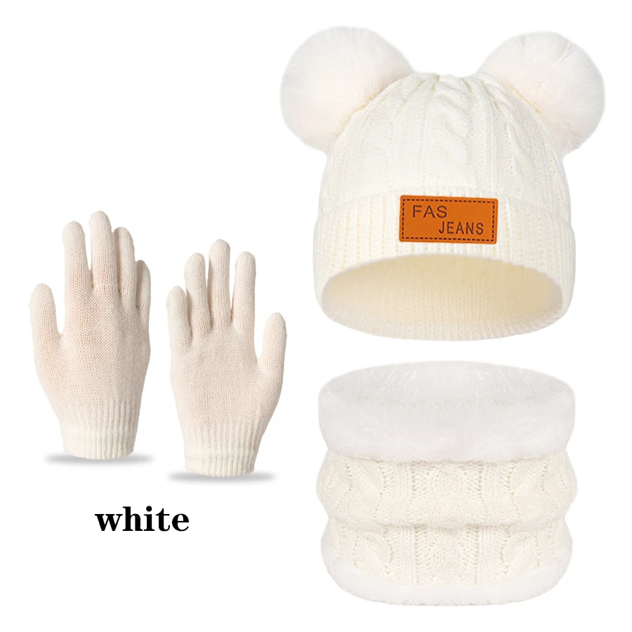 Kinder 3-in-1 Winter-Set – Mütze, Schlauchschal & Handschuhe, Fleece-Futter