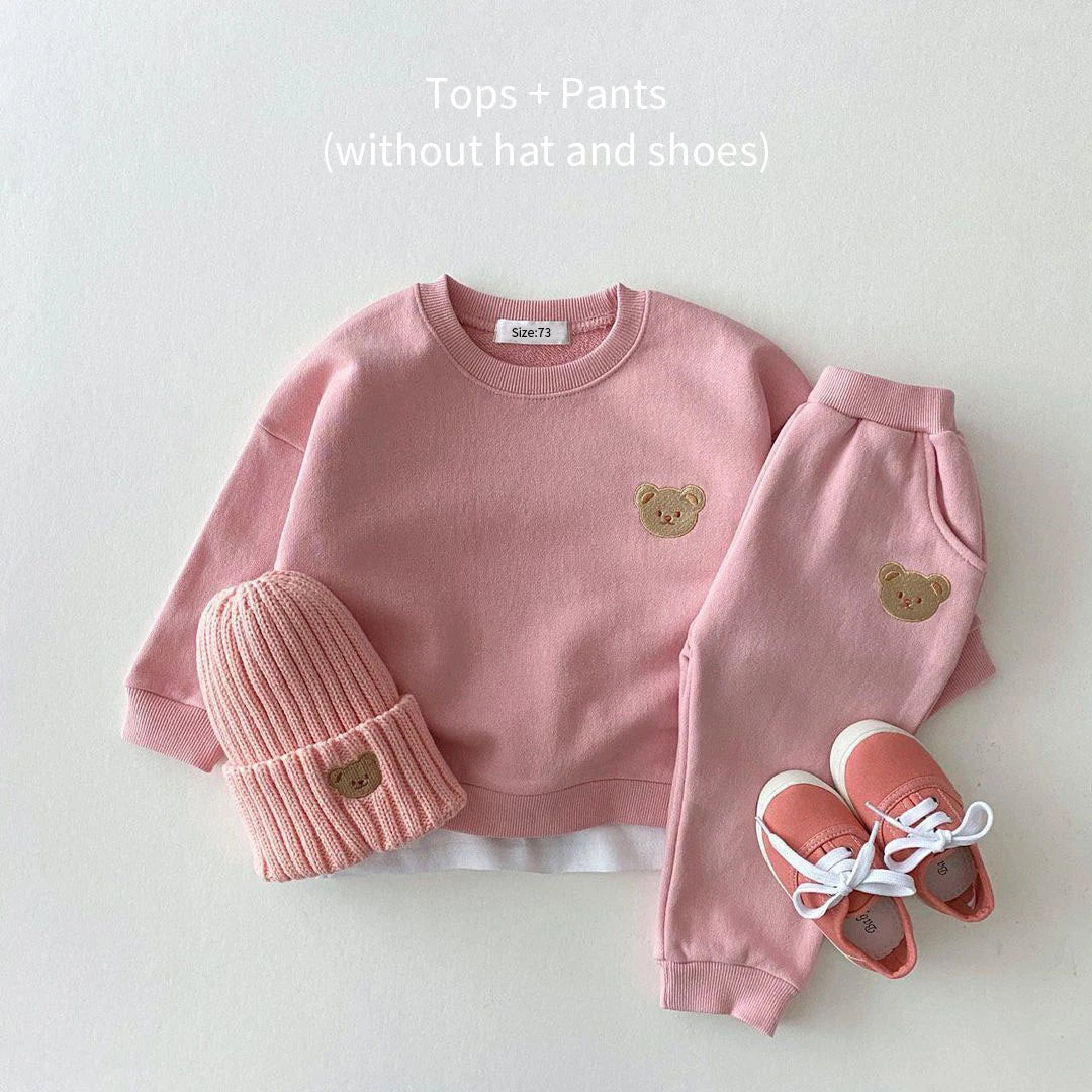 Baby & Kleinkind 2-teiliges Set – Bär-Sweatshirt & Hose, Herbst