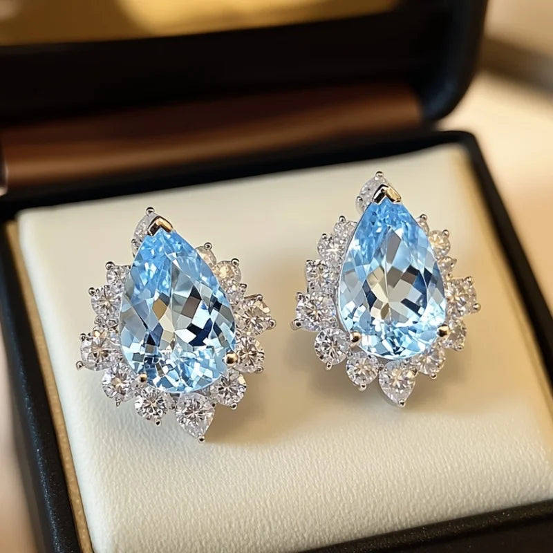 Goutte d’Azur — Topas-Ohrringe im Wassertropfen-Schliff | 925 Sterling Silber