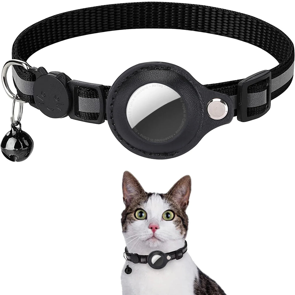 Katzenhalsband mit AirTag-Halter – Reflektierend, Sicherheitsverschluss, Glöckchen