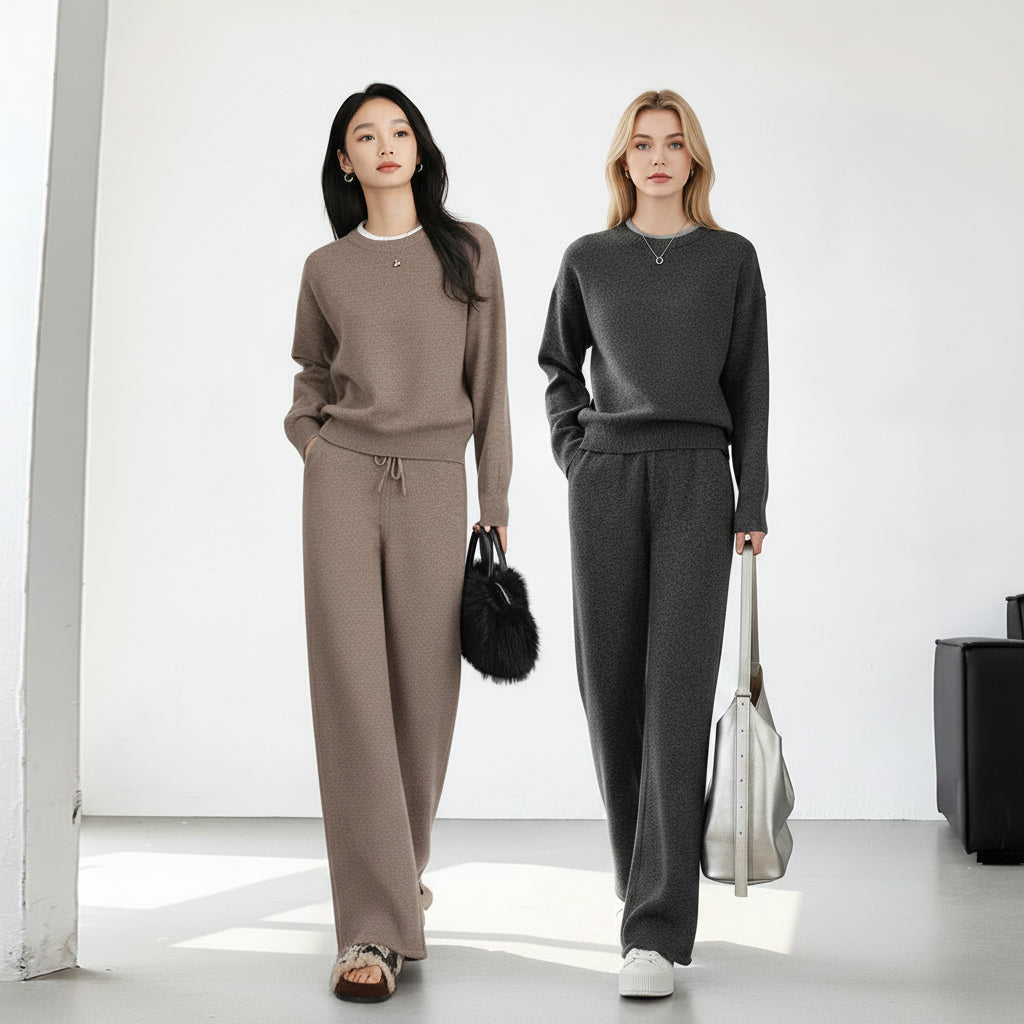 CHEVVAL Casual Strick-Set Damen · Women's Knitted Pant Set