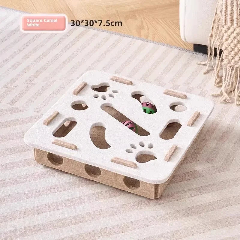 Katzen-Puzzle-Box aus Filz – Interaktives Spielzeug mit Ball & Kratzbrett