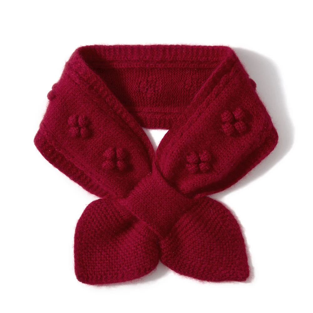 Damen Mini-Schal – 100% Kaschmir, Schleife & Schlupfdesign, Halswärmer