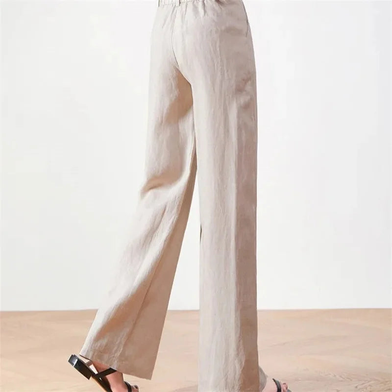 CHEVVAL Baumwoll-Leinen-Weithose Damen · Women's Cotton-Linen High-Waist Wide-Leg Pants