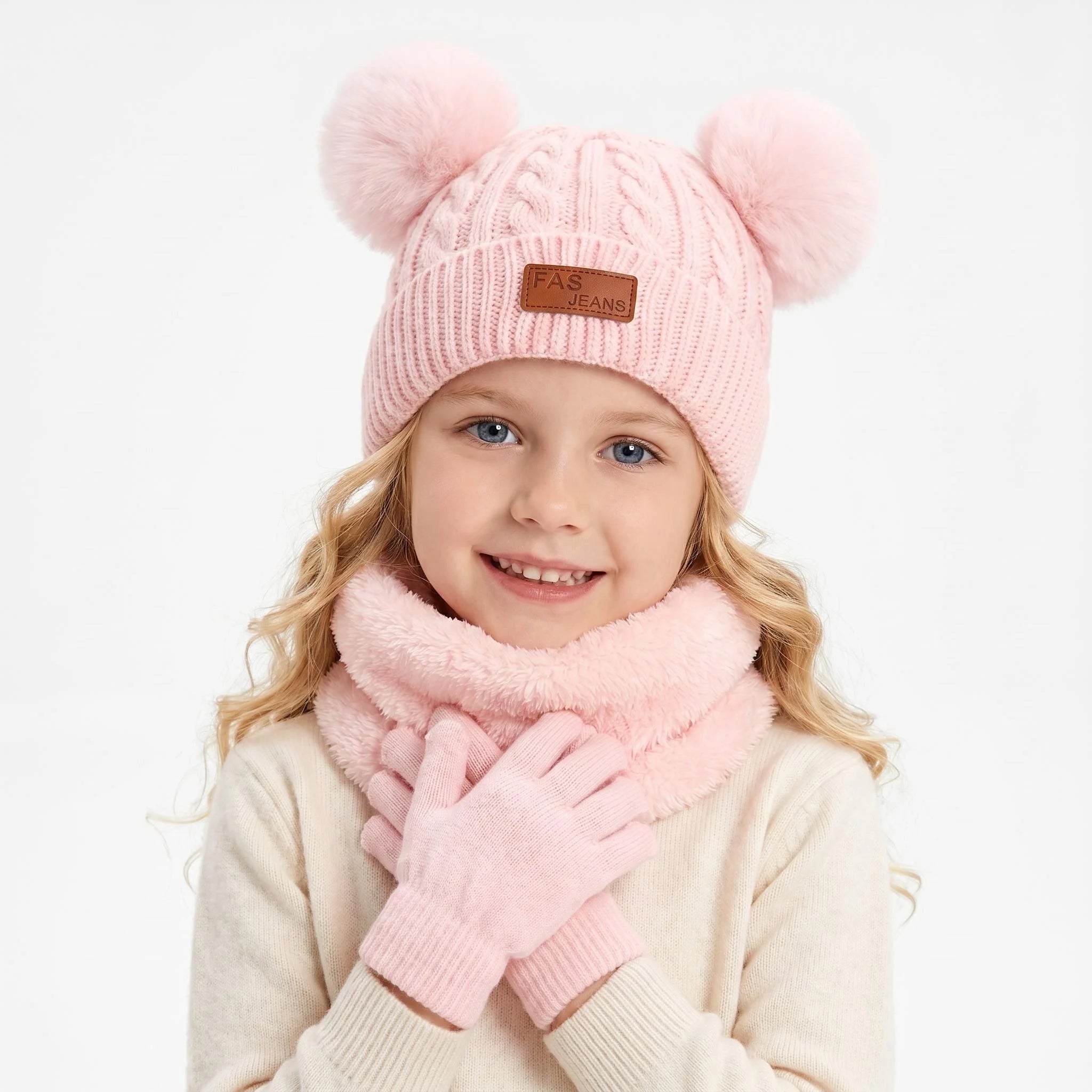 Kinder 3-in-1 Winter-Set – Mütze, Schlauchschal & Handschuhe, Fleece-Futter