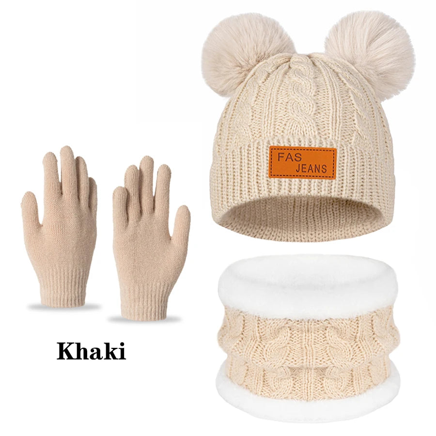 Kinder 3-in-1 Winter-Set – Mütze, Schlauchschal & Handschuhe, Fleece-Futter