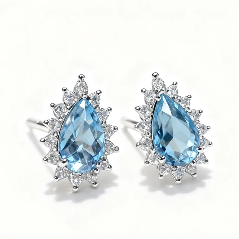 Goutte d’Azur — Topas-Ohrringe im Wassertropfen-Schliff | 925 Sterling Silber