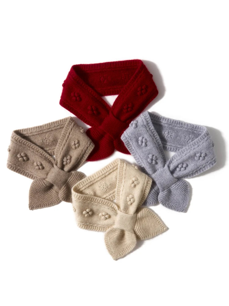 Damen Mini-Schal – 100% Kaschmir, Schleife & Schlupfdesign, Halswärmer