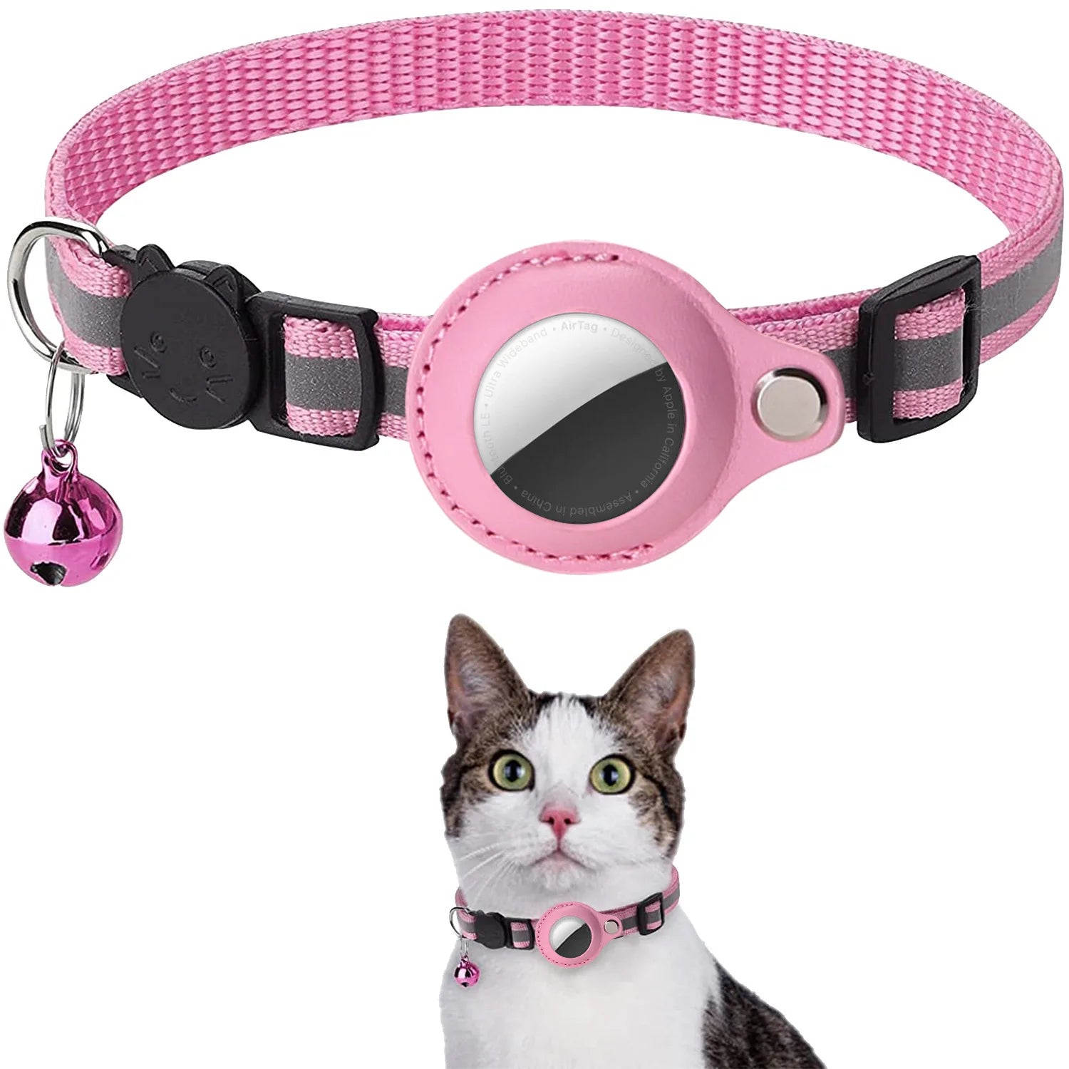 Katzenhalsband mit AirTag-Halter – Reflektierend, Sicherheitsverschluss, Glöckchen