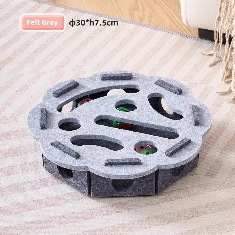 Katzen-Puzzle-Box aus Filz – Interaktives Spielzeug mit Ball & Kratzbrett
