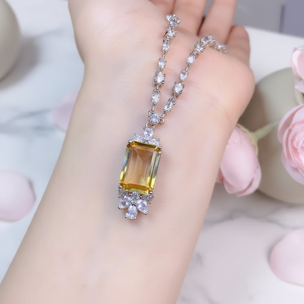 Citrin Edelstein Kette · 925 Silber | Citrine Gemstone Necklace · 925 Silver