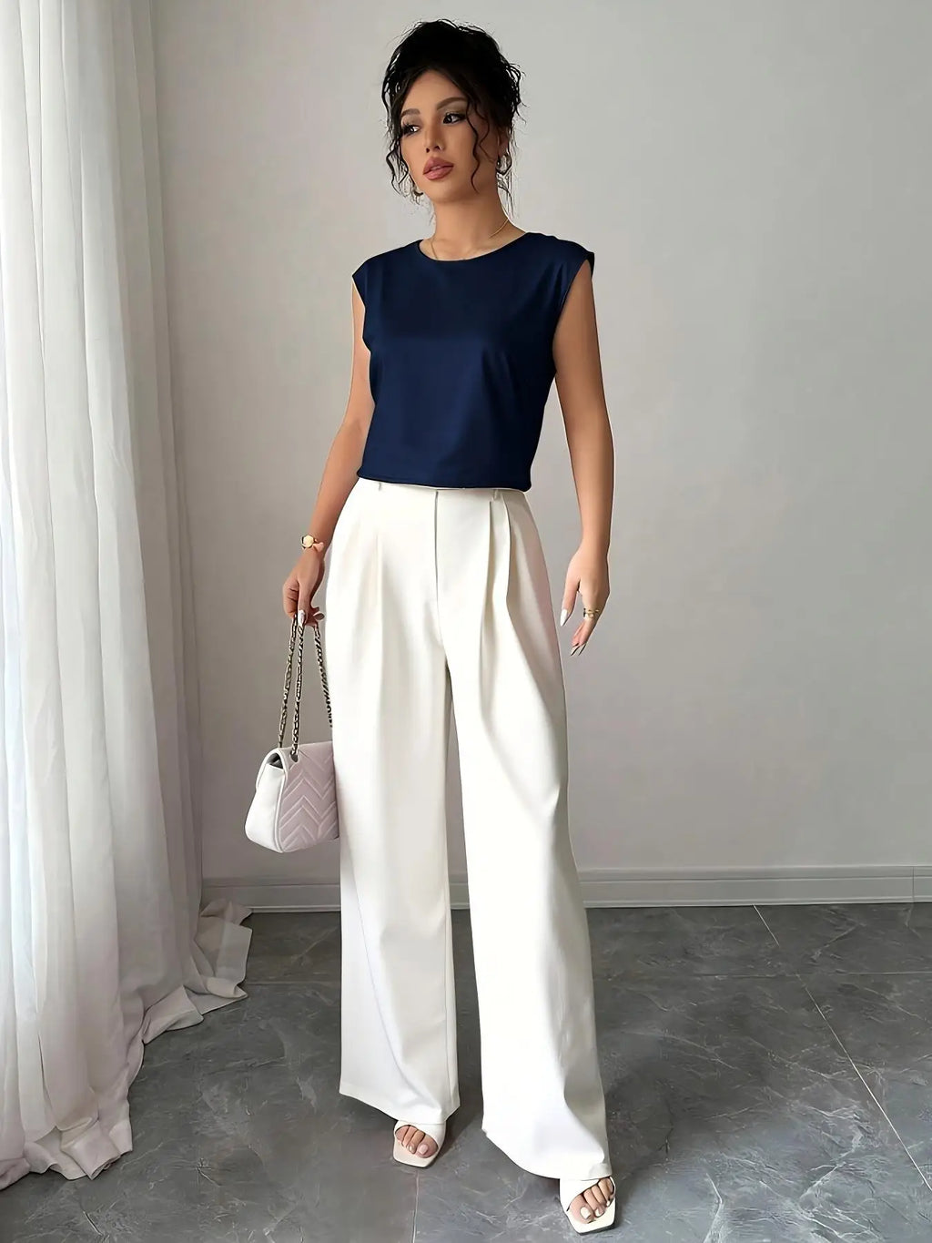 Silk Vest & Wide-Leg Pants Set — Elegantes Zweiteiler-Set