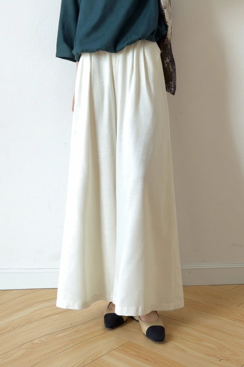CHEVVAL Seiden-Jacquard-Weithose Damen · Women's 100% Mulberry Silk Jacquard Wide-Leg Pants