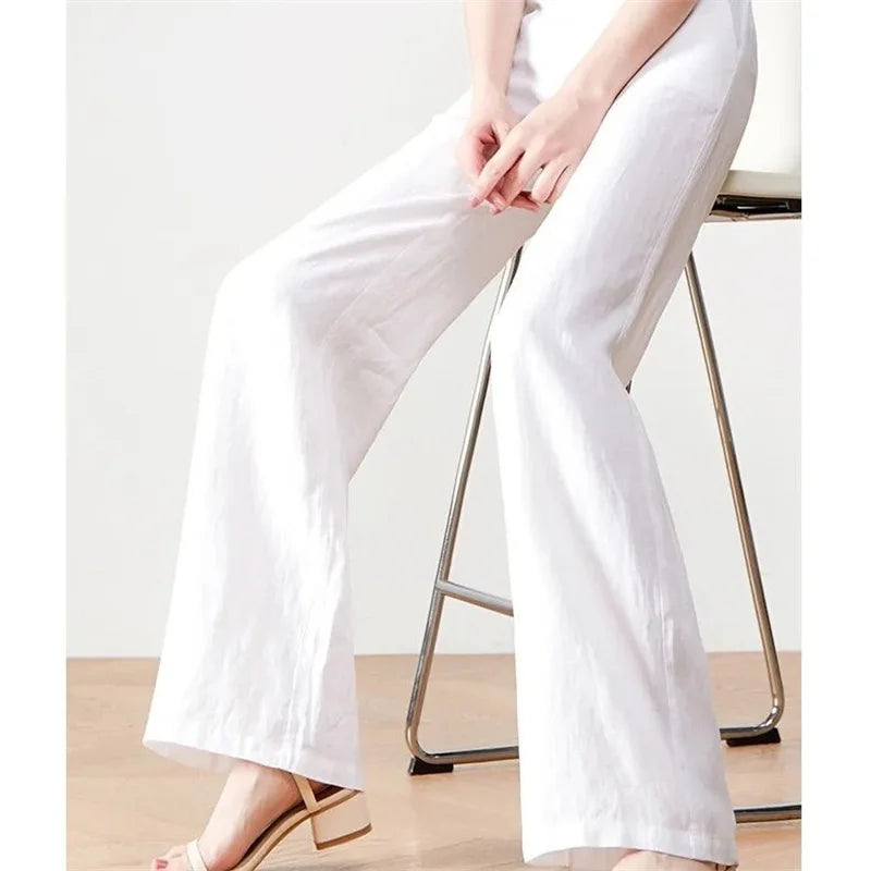 CHEVVAL Baumwoll-Leinen-Weithose Damen · Women's Cotton-Linen High-Waist Wide-Leg Pants