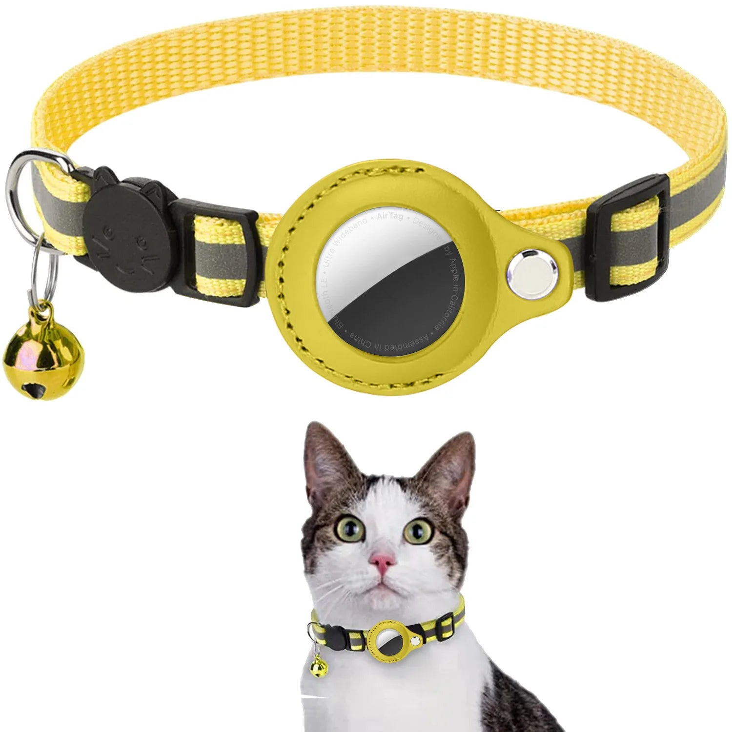 Katzenhalsband mit AirTag-Halter – Reflektierend, Sicherheitsverschluss, Glöckchen