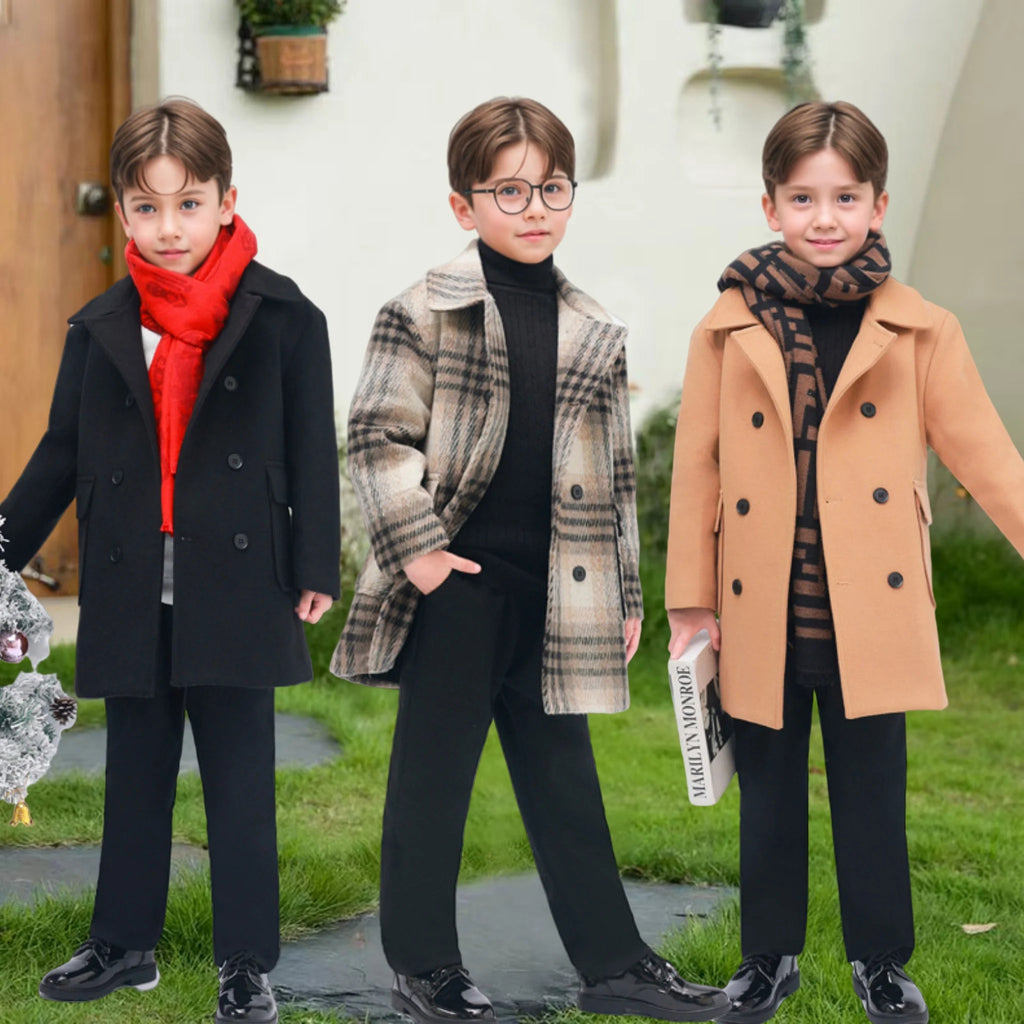Kinder Wollmantel – Warm & Windabweisend, 3–15 Jahre