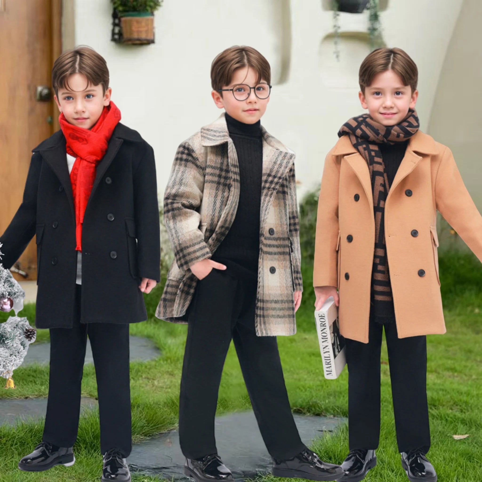 Kinder Wollmantel – Warm & Windabweisend, 3–15 Jahre