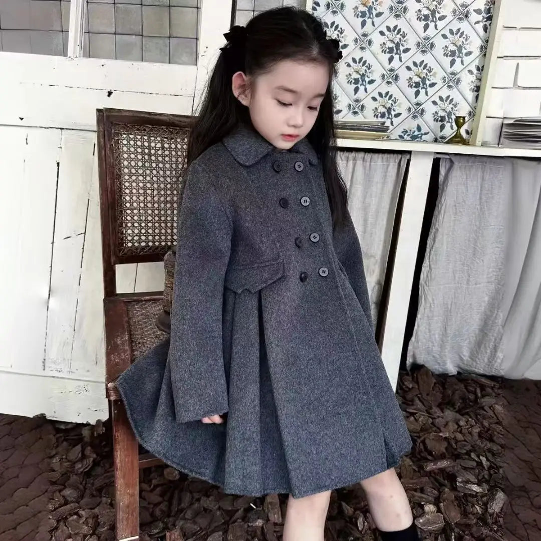 Mädchen Wollmantel – Korean Style, doppelseitig, Frühling & Herbst